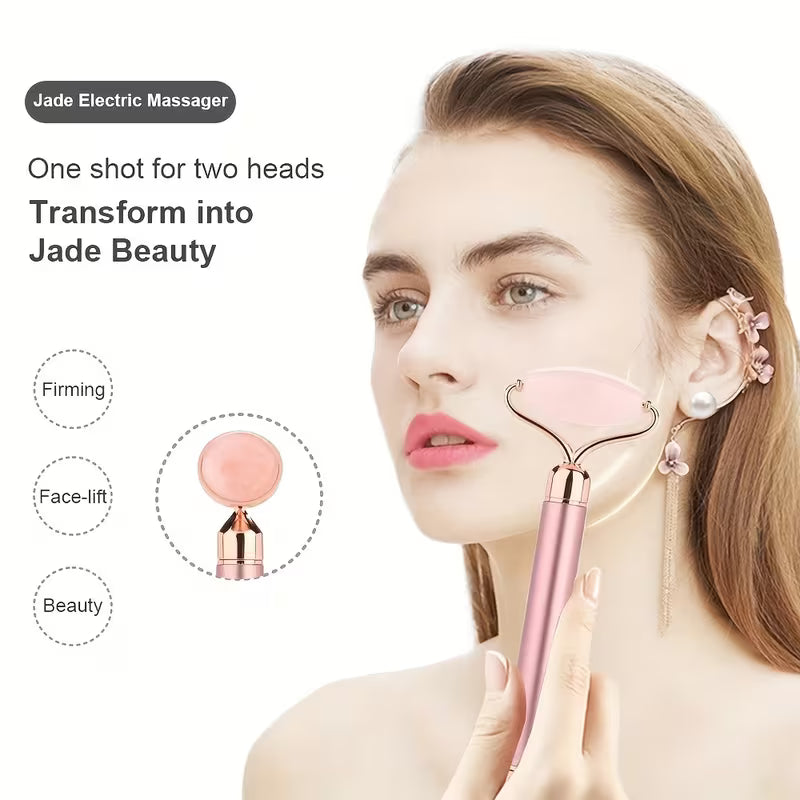 RoseGlow™ 3-in-1 Vibrating Rose Quartz Facial Massager