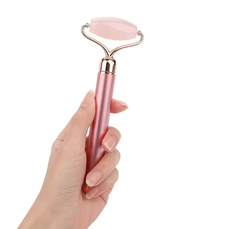RoseGlow™ 3-in-1 Vibrating Rose Quartz Facial Massager